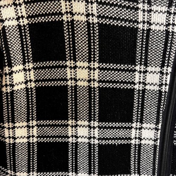Chaps Women's Black White Plaid Cotton Full Zip Knit Long Sleeve Jacket Size XS - Picture 16 of 16